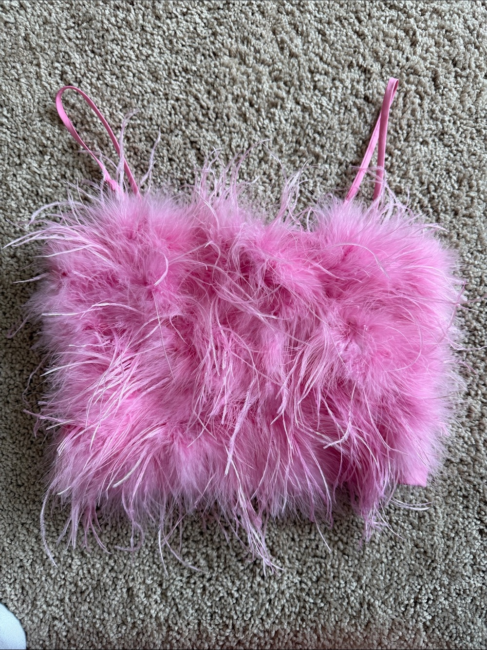 Pink Feather-Trimmed Women's top